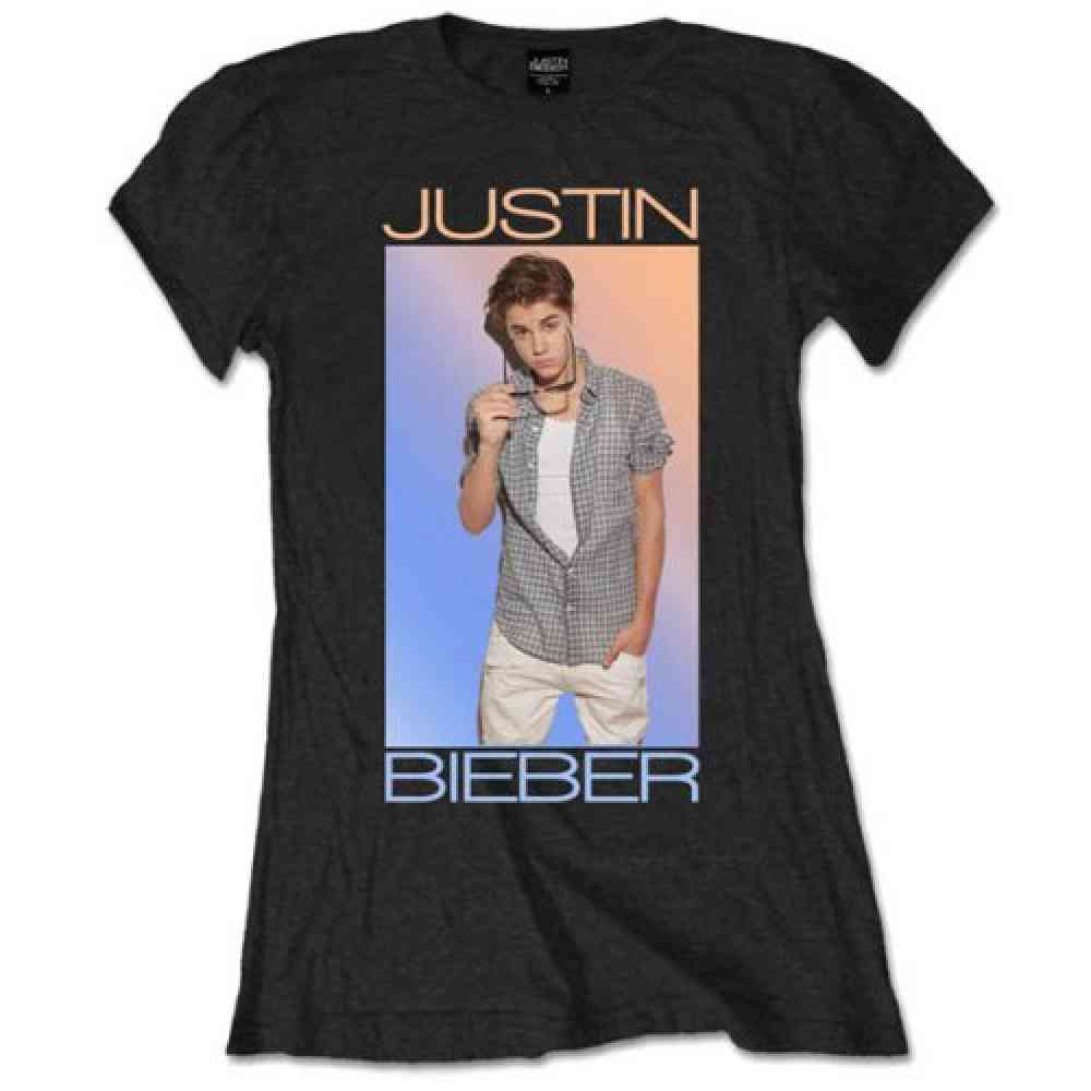 Justin Bieber Color Fade ladies T shirt black | Attitude Justin Bieber Color Fade ladies T shirt black | Attitude